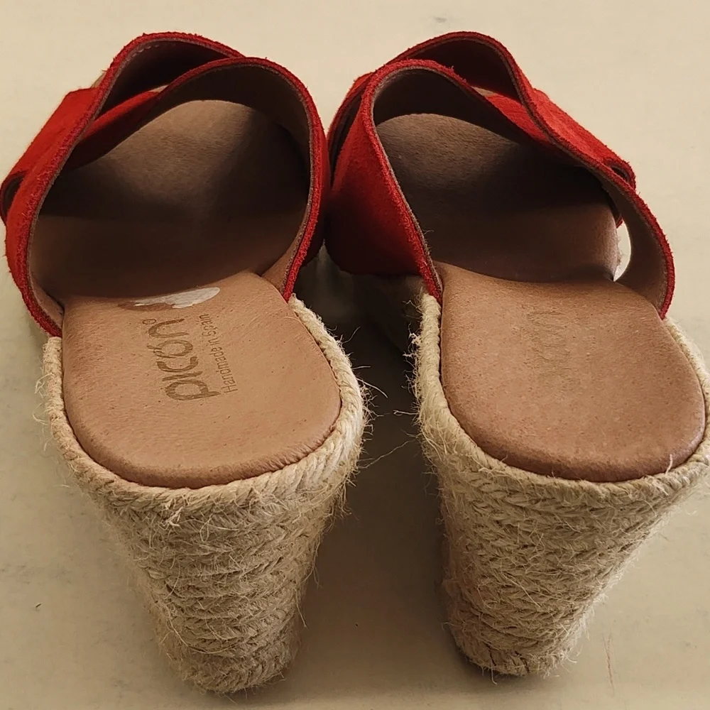 Picon Calzados Leather Espadrille Wedge Shoes 9.5 Handmade in Spain